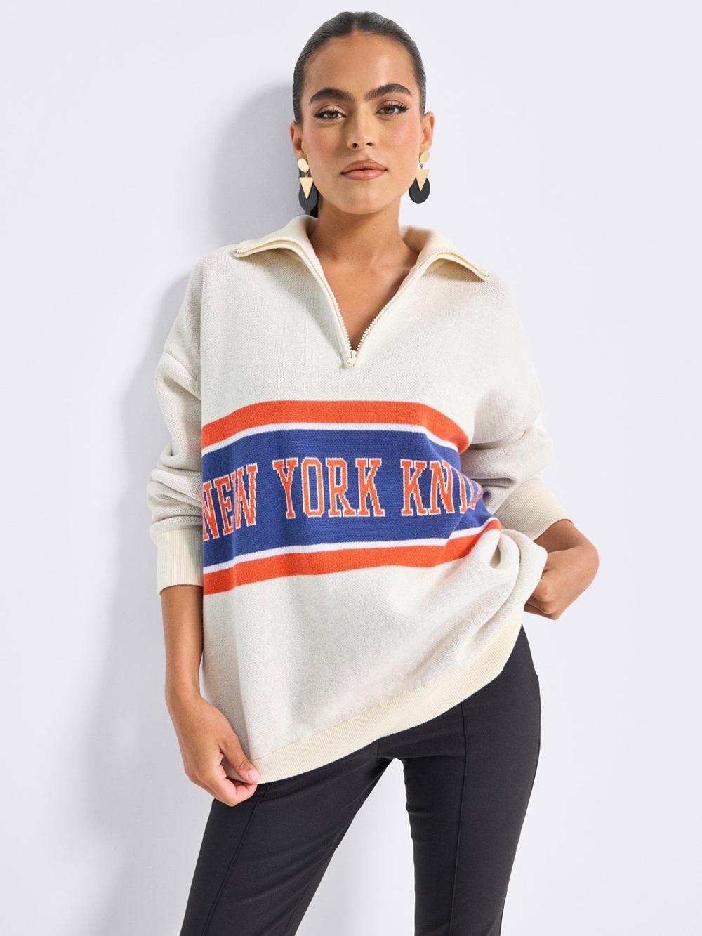 NWT Terez New York Knicks Starter Quarter Zip size Medium M knit